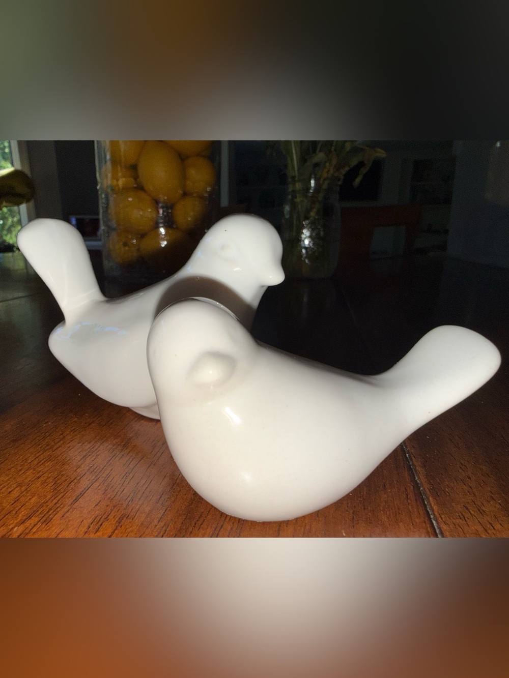Ceramic White Dove Bird Figurines - Set of 2